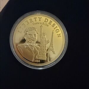 Gold Liberty Design Commemorative Coin - Gustave Eiffel Motif